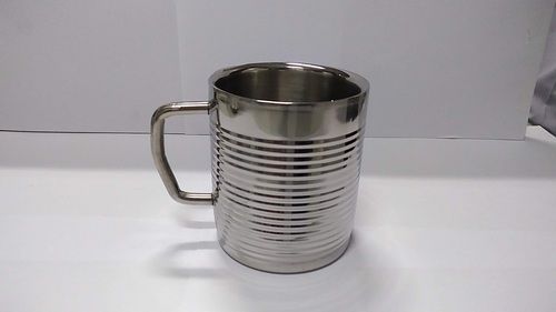 Mirror Stainless Steel Round Double Walled Mug