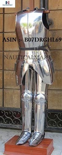 Silver Nauticalmart Combat Half Suit Armor Medieval Breastplate With Full Leg Armor