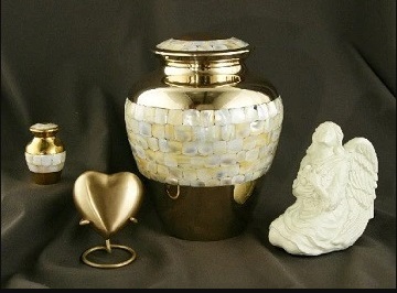 ELITE MOTHER OF PEARL CREMATION URN-NEW