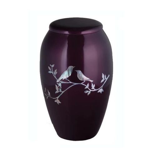 MOTHER OF PEARL MOURNING DOVES CREMATION URN-NEW