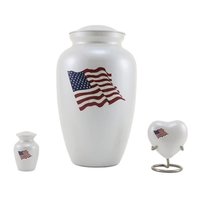 WHITE CLASSIC FLAG CREMATION URN-NEW