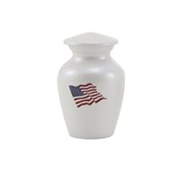 WHITE CLASSIC FLAG CREMATION URN-NEW