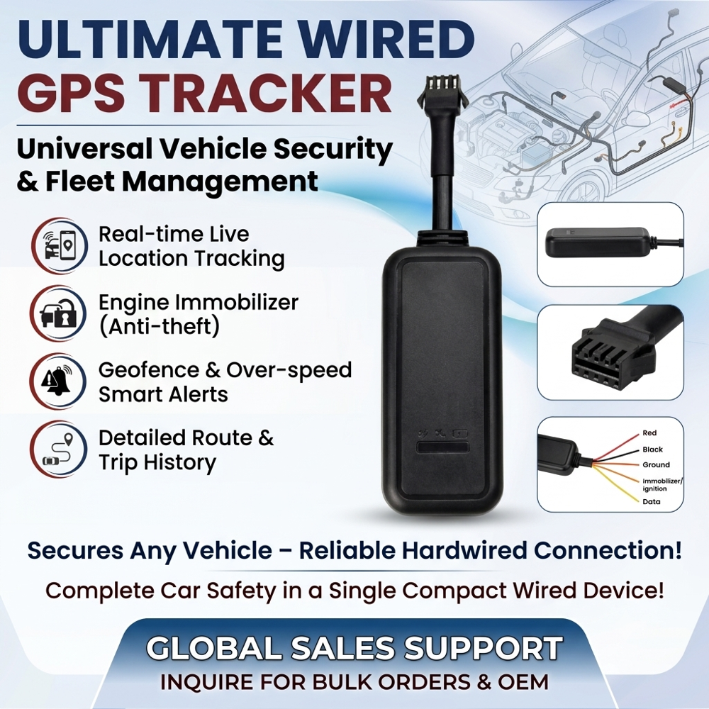Mini GPS Tracker - 50x30x20 mm, Black | 9-80V Power Source, 5 Meter GPS Accuracy, GSM/GPRS Communication, for Vehicle Tracking & Location Monitoring