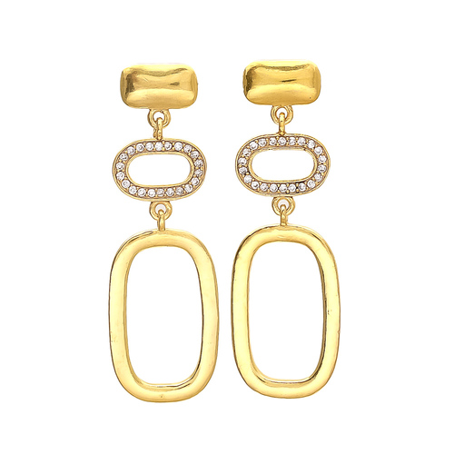 White Cz Gemstone Gold Earrings