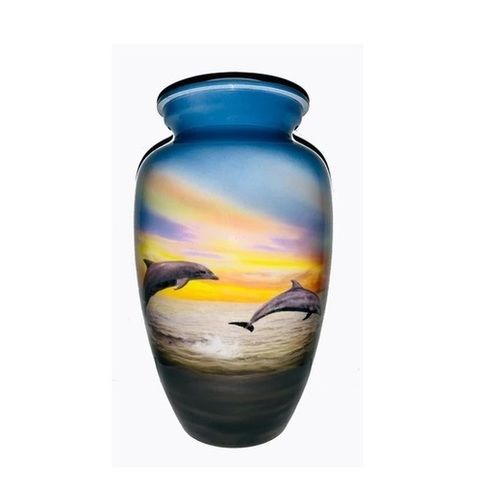 DOLPHINS AT PLAY CREMATION URN- NEW