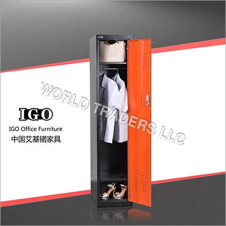 Single Door Wardrobe - Cold Rolled Steel, H1800 x W380 x D450 mm | Durable Electrostatic Epoxy Coating, Adjustable Shelves, Moisture-Proof Legs, Optional Locks