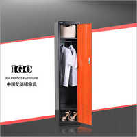 Single Door Wardrobe - Cold Rolled Steel, H1800 X W380 X D450 Mm | Durable Electrostatic Epoxy Coating, Adjustable Shelves, Moisture-proof Legs, Optional Locks