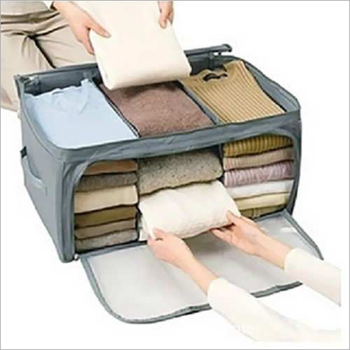 अलग-अलग रंगों में उपलब्ध 2 तरह से बैम्बू फाइबर क्लॉथ स्टोरेज ऑर्गनाइज़र