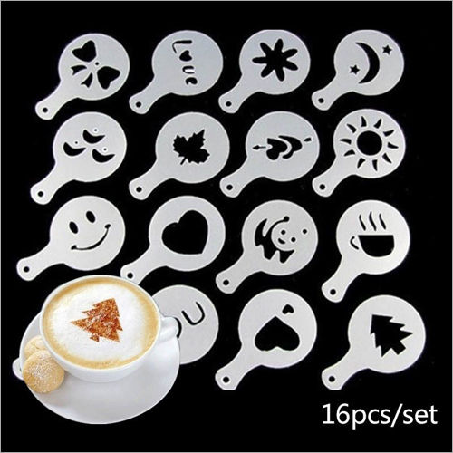 16Pcs Coffee Stencil