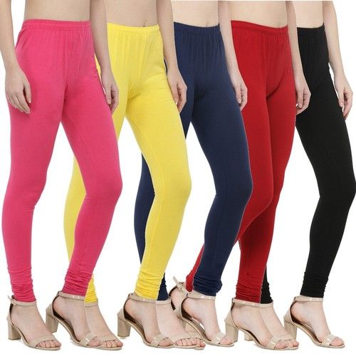 Ladies N Linen Women's Cotton Lycra 4 Way Stretchable Ankle Length Leggings  Combo Pack of 3 Leggings Free Size (to Fit Waist Size 24 Inches to 36