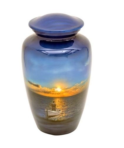 Blue Fisherman's Heaven Cremation Urn-new