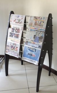 High-quality Newspaper Stand - Metal & Wood, 36" X 24" X 60", Black Finish, Easy Assembly, Holds 10 Newspapers, 1-year Warranty