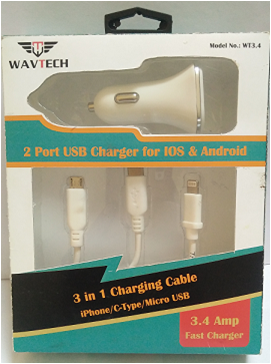 3 In1 Car Charger 3.4 Amp