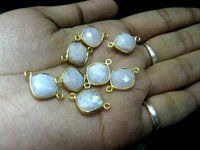 Natural White moonstone double loop briolette connector Cushion shape 11mm