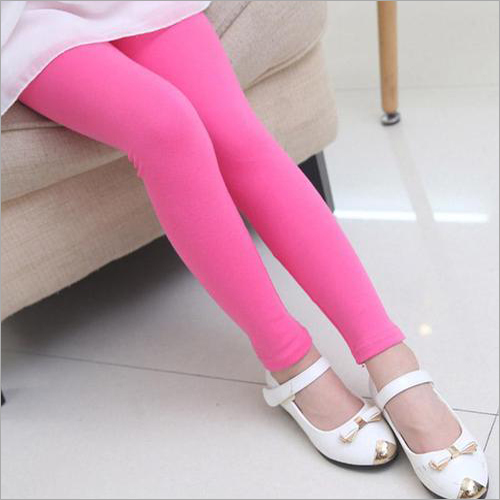 Pink Kids Plain Leggings