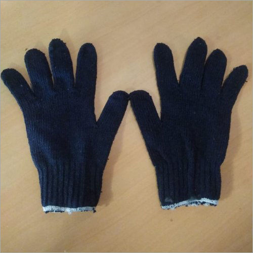 Blue Cotton Knitted Hand Gloves