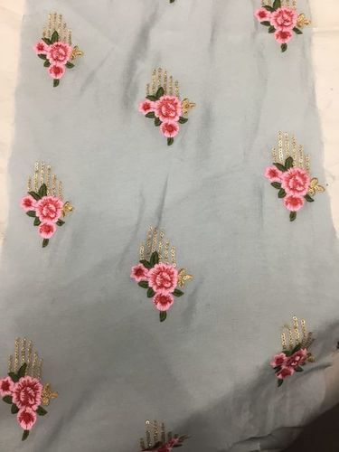 Embroidery Fabric - Silk Material, Free Size, 44-56 Inch Width, Grey Color - Exceptionally Soft, Light Weight, Quick Dry, Washable, Shiny Finish