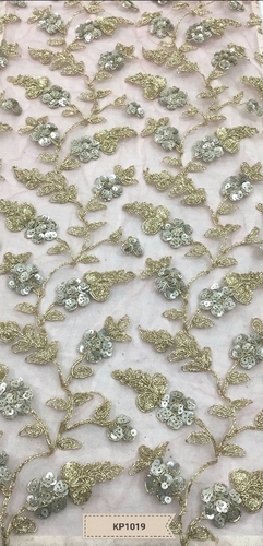 Embroidery Fabric - Net Material, Free Size, Ivory White | Exceptionally Soft, Fast Colors, Light in Weight, Quick Dry, Shiny, Warm, Washable