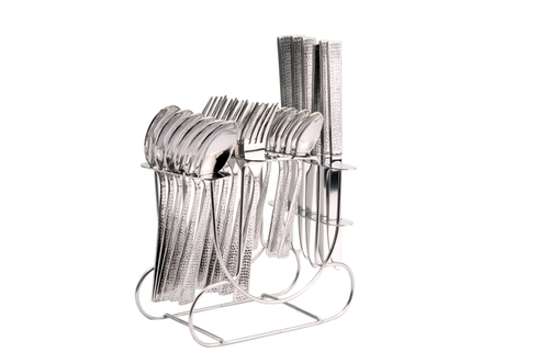 Silver Shapes Hammer Stand Cutlery Set With Knife 24 Pcs