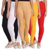 4-way V Cut Cotton Lycra Churidar Leggings - 170 Gsm 36 Tc | Diamond Cut Yoke, Anti-wrinkle, No Fade, All Season Fit, Quick Dry Comfort