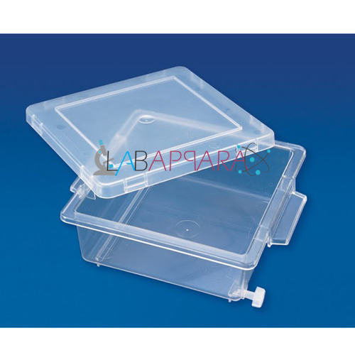 Staining Box Polypropylene Labappara - 125 x 125 x 50 mm | Leakproof LDPE Plug Temperature Resistant -70Â°C to +70Â°C Ideal for Gel Handling