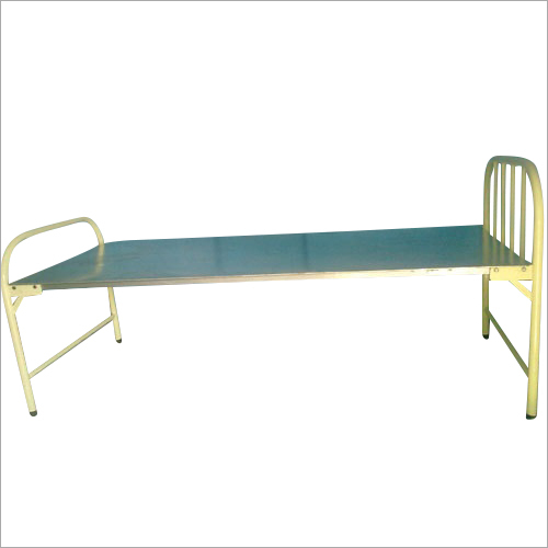 Steel Hospital Bed - Mild Steel, Manual Operation, Portable Design | Durable White Metal Structure