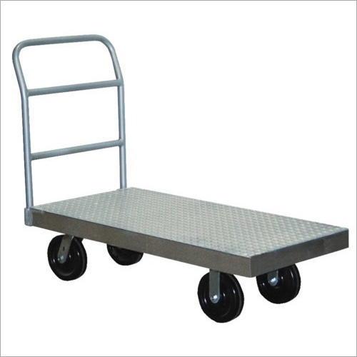 Platform Trolley - Stainless Steel, Standard Size, Silver Color - Polished Surface for Hassle-Free Shifting of Heavy Materials