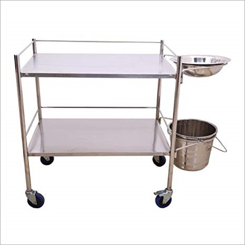 Medical Dressing Trolley - Stainless Steel 76x51x90 cm | Polished Surface Silver Finish Hospital Grade Utility