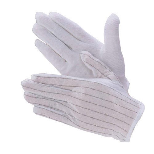 White Unisex ESD Dotted Gloves, for Cleanroom
