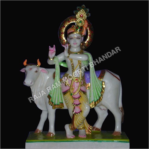 Painting Marble Gau Gopal Statue