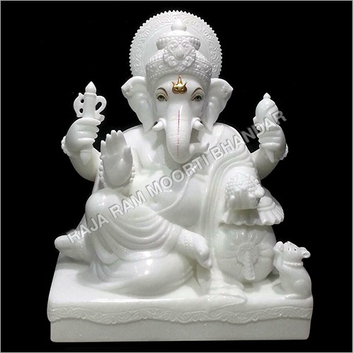 Sitting Marble Ganpati Statue - Marble, Available in 1 to 9 Feet Height | Customized Religious Size, Online Payment Accepted