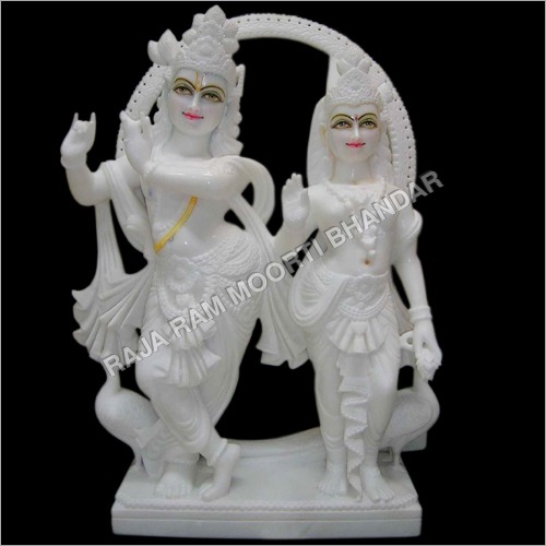Durable White Marble Radha Krishna Statue