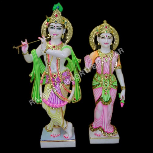 Shree Radha Krishna Statue - Marble, 1 to 9 Feet Heights | Durable, Eco-Friendly, Hand-Painted Finish, Customizable Sizes, Indian Religious Style