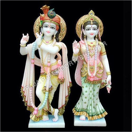 Marble Radha Krishna Statue - Customized Sizes from 1 to 9 Feet | Elegant Indian Religious Art with Beautiful Painting Finish