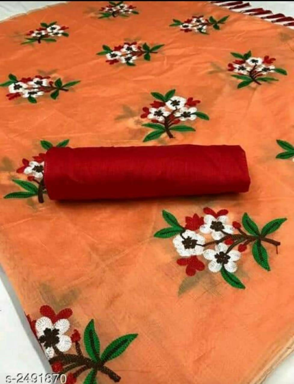 Designer Chanderi Embroidery Saree