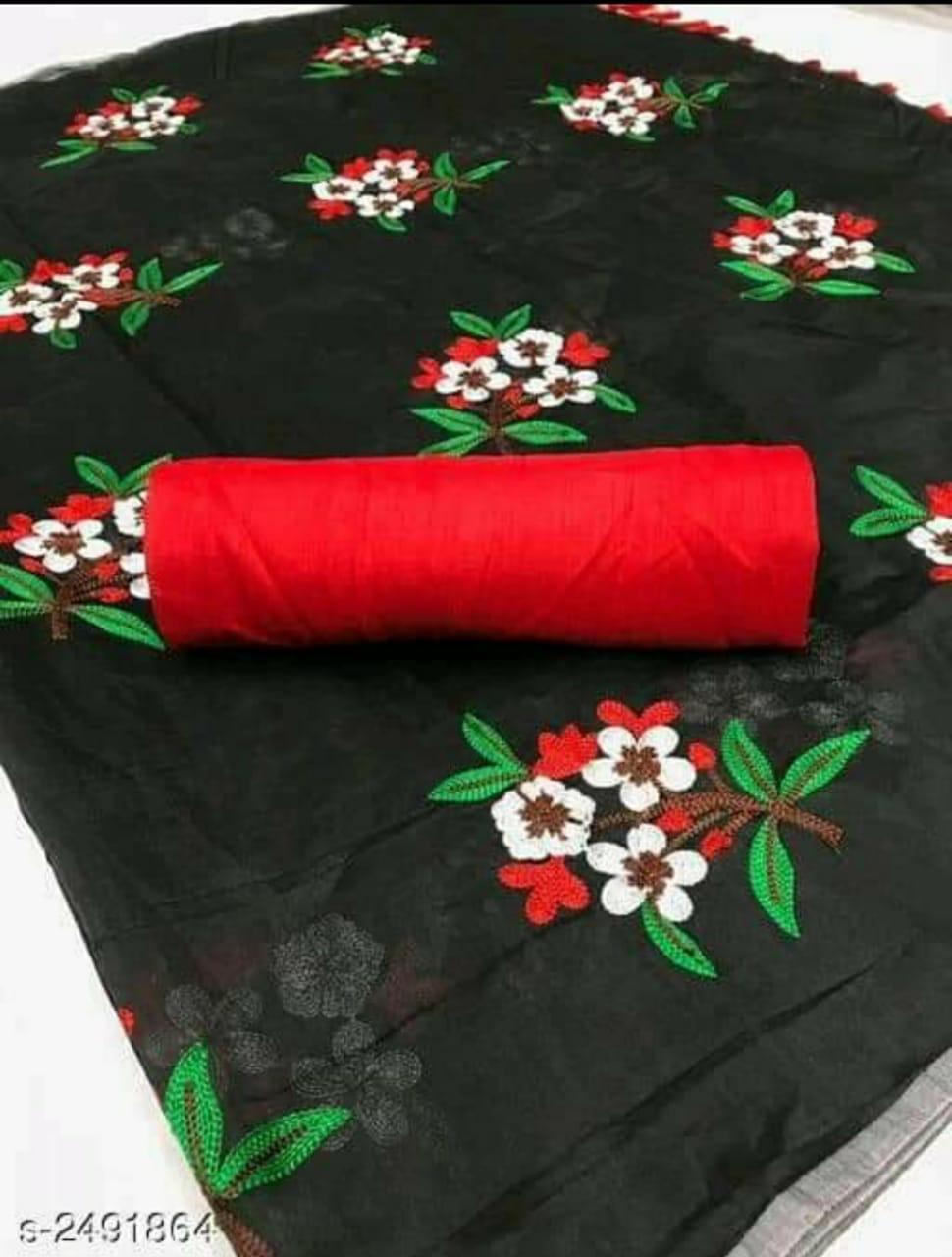 Designer Chanderi Embroidery Saree