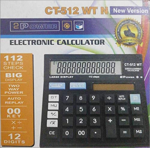 CT 512 Calculator - Plastic Material, 4-50 Grams Weight | Black Color, Battery Powered, General Purpose Calculation Tool