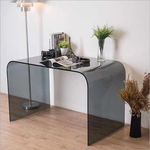 Bent Glass Table - Customized Thickness, Black Transparent Finish | Scratch-Resistant, Impeccable Edge Quality, Versatile Shapes and Designs