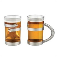 Silver Promotional Steel And Glass Handle Mug