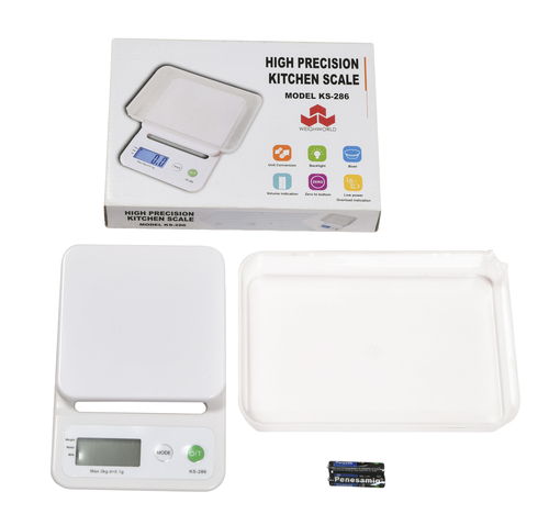 Anchor Kitchen Scale KS-286 Weighing Scale - Plastic Material White Color Battery-Powered High Precision Weight Sensors for Accurate Readings