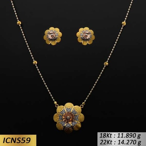 Flower Type Italian Gold Chain Set