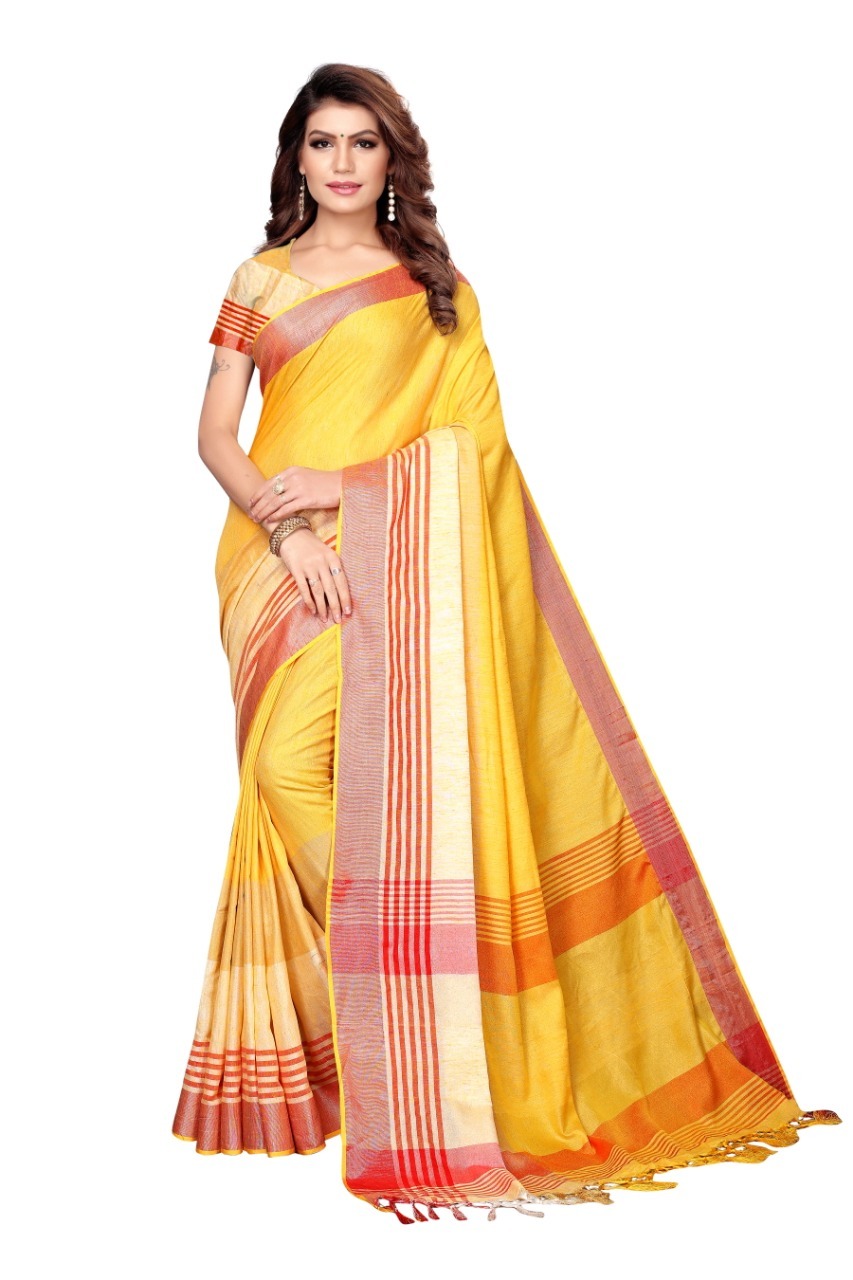 New Design Linen Sree with Jhalar