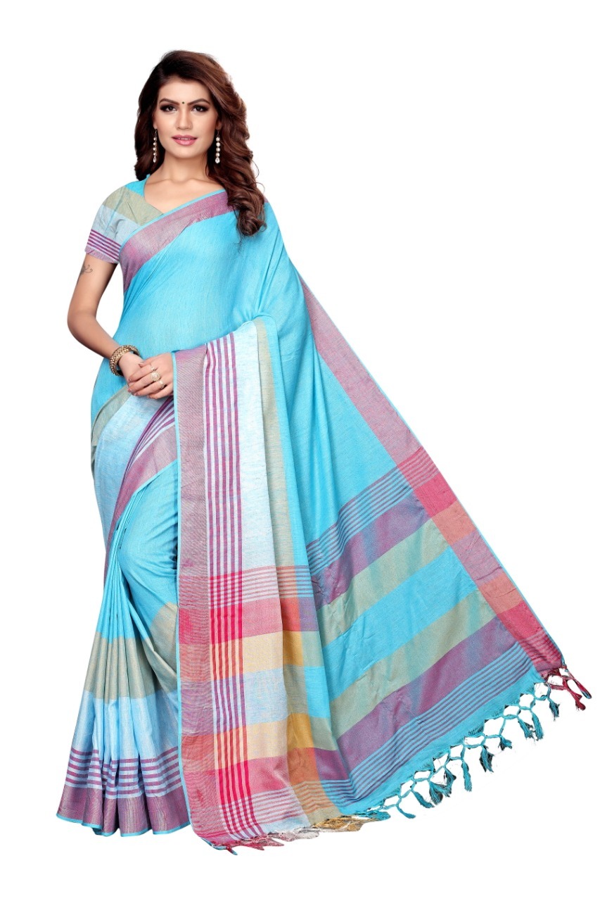 New Design Linen Sree with Jhalar