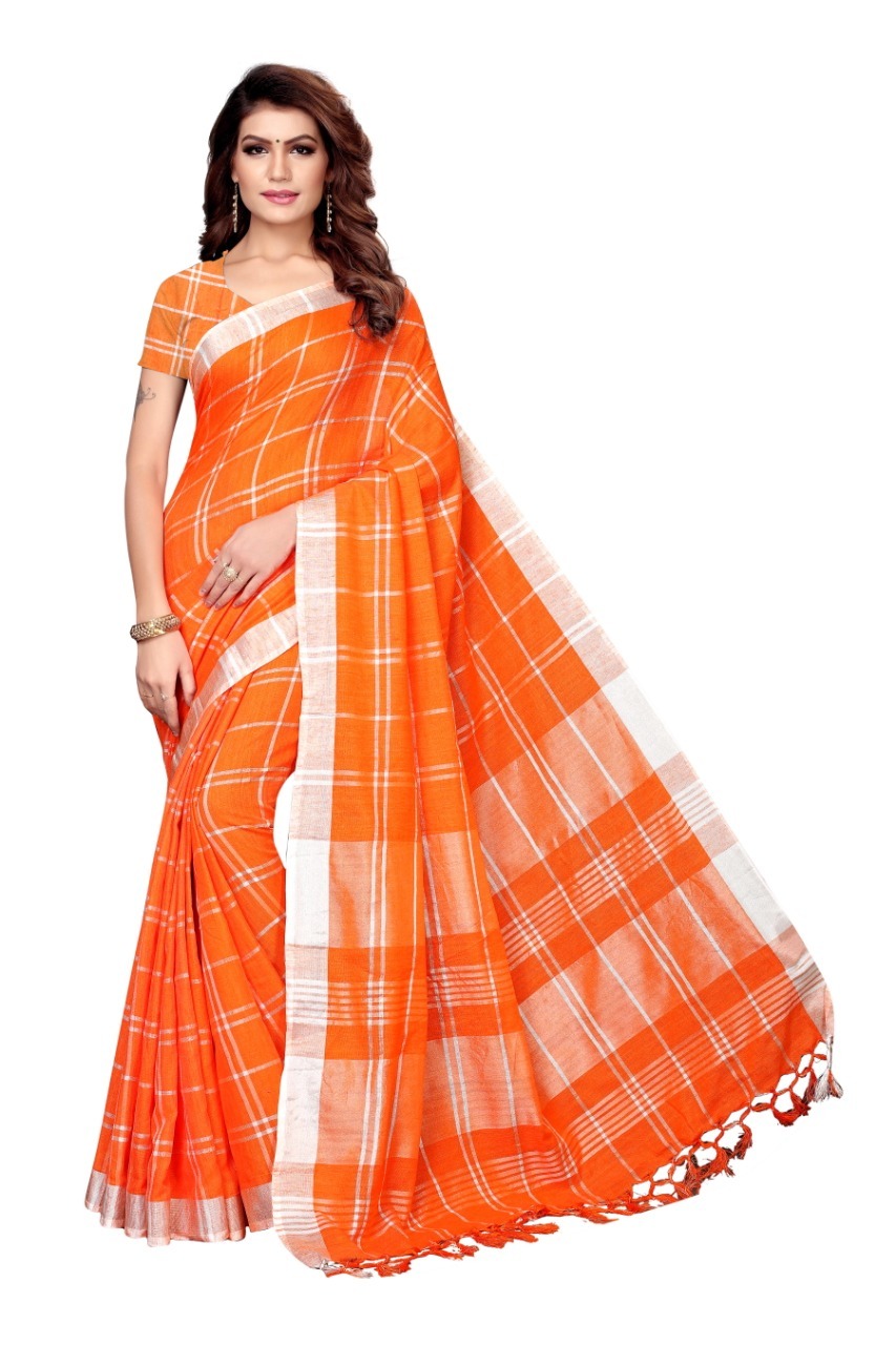 Printed Formal Wear Linen saree with Jhalar