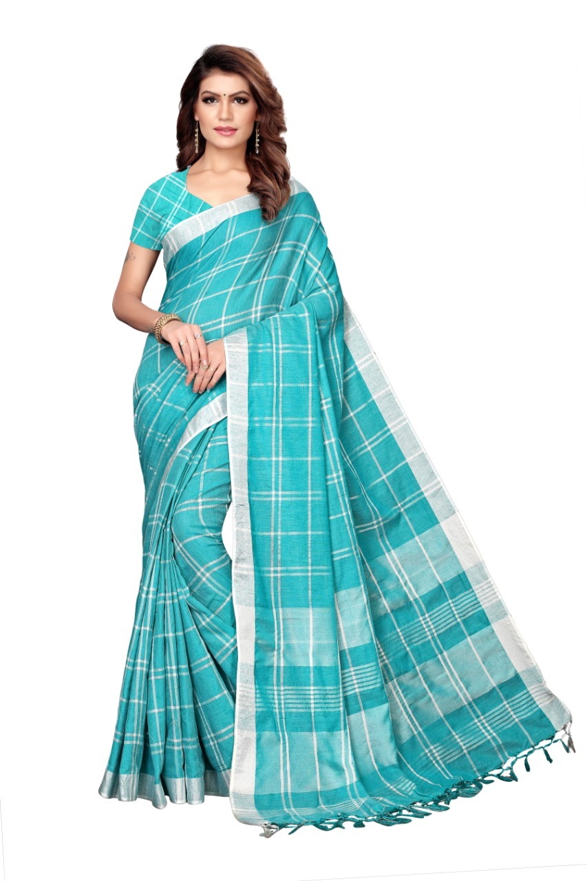 Printed Formal Wear Linen saree with Jhalar