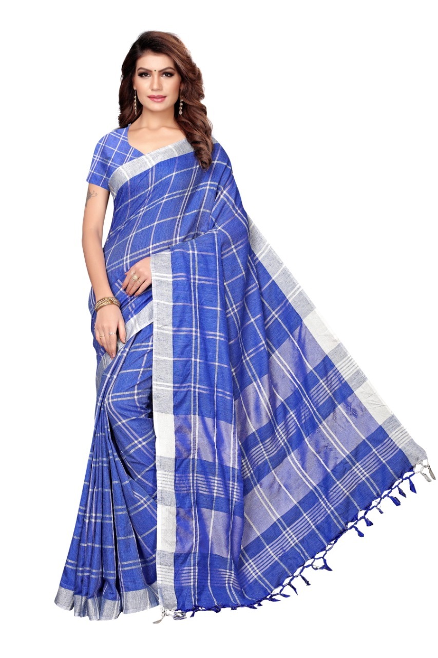 Printed Formal Wear Linen saree with Jhalar