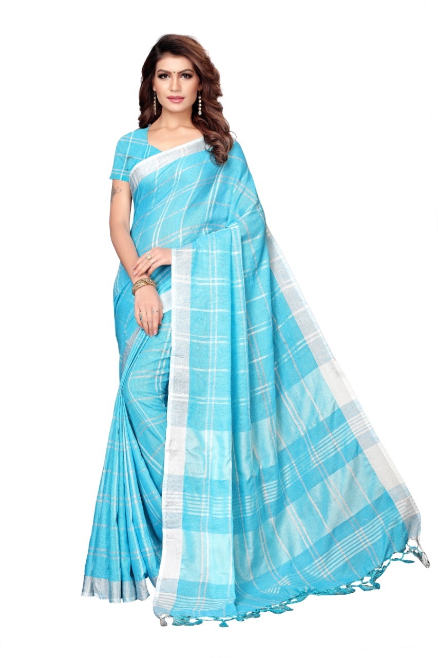 Printed Formal Wear Linen saree with Jhalar