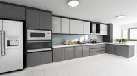 Kitchen Furniture Set - Metal & Wood, Variable Dimensions, Grey Matte Finish | Ample Storage, Customizable, Durable Material, Easy Installation, Ergonomic & Modern Space Saving Design