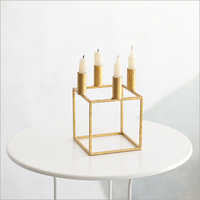 Burnished Copper Cube Candle Holder - Metal, Polished Finish | Durable, Low Maintenance, Ideal For Birthday And Wedding Decorations