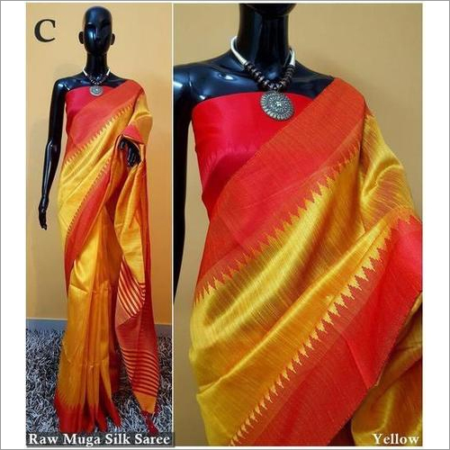New Fancy Raw Muga Silk Saree